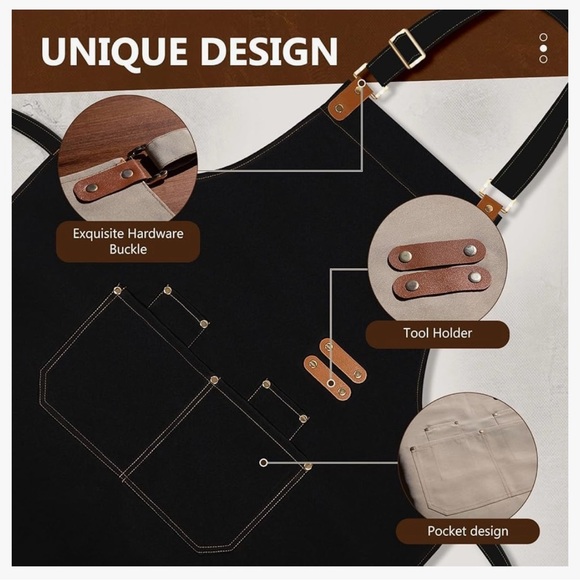 APRON PANDA Heavy-duty Lightweight Spun Poli-Apron Pockets Accents#0901259 - Picture 9 of 13